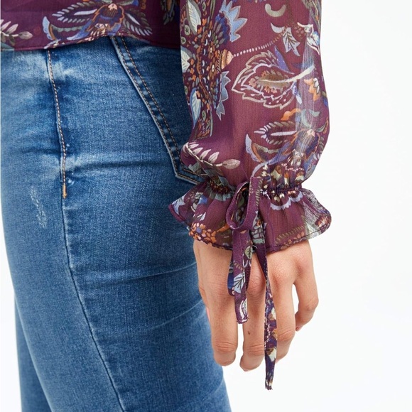 Q + A Los Angeles Purple Print Blouse Size M - Picture 3 of 9